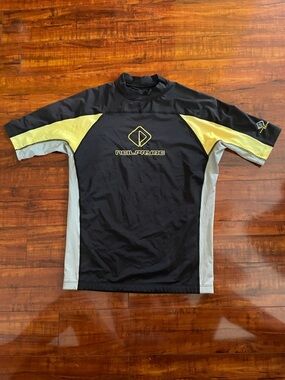 NeilPryde Black & Yellow Short Sleeve Rash Guard mens large